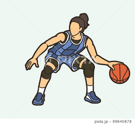 Basketball Female Player Action Cartoon Sport Graphic Vector 99640878