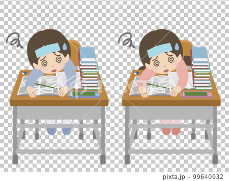 勉強のし過ぎでダウンする児童 99640932
