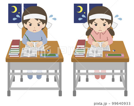 徹夜で勉強する児童 99640933