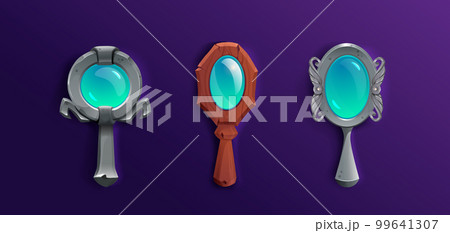 Set of cartoon mirrors in stone, wood, metal frame 99641307