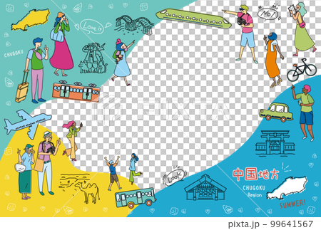 A set of icons (line drawings) for tourists who enjoy summer specialties sightseeing in the Chugoku region of Japan A set of icons (line drawings) for tourists who enjoy summer specialties sightseeing in the Chugoku region of Japan 99641567