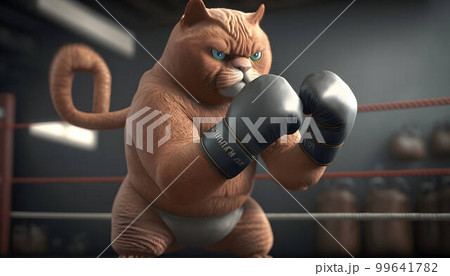 Cat as a boxer created with generative AI technology. High quality illustration 99641782