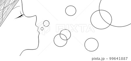 シャボン玉を吹く女性のイラスト素材(1) 99641887