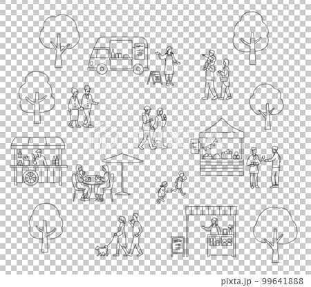 Background material of people crowded with trees and Marche Background material of people crowded with trees and Marche 99641888