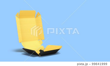 Empty colored open box for burger mokup for food presentation 3d render on blue background 99641999