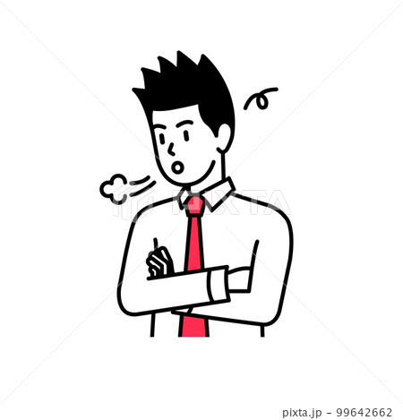 Vector illustration of businessman with tired expression and sigh 99642662