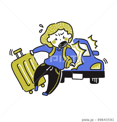 旅行中、後方から車に追突される女性 99643591