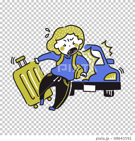 旅行中、後方から車に追突される女性 99643591