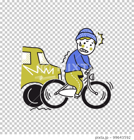 自転車で車に傷をつけてしまう男性 99643592