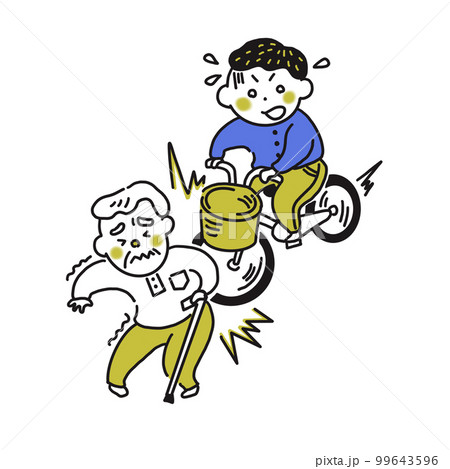 自転車で老人に接触事故を起こす男性 自転車で老人に接触事故を起こす男性 99643596