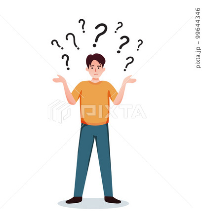 man in doubt question marks vector illustration 99644346