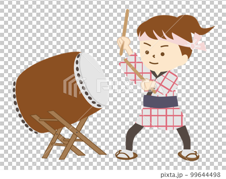 節日那天穿著法衣打日本鼓的女孩 節日那天穿著法衣打日本鼓的女孩 99644498