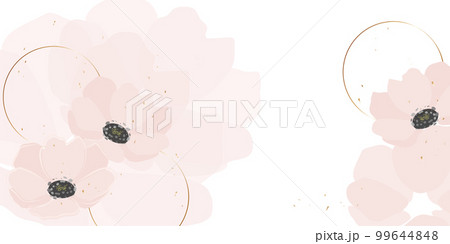 Floral minimalistic background with pink flowers. Delicate watercolor anemones. Vector background for banner, poster. 99644848
