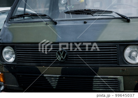 old Volkswagen van parked on a street 99645037