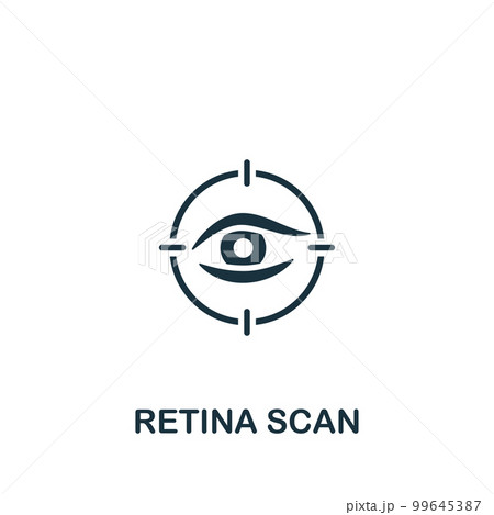 Retina scan icon. Monochrome simple sign from security collection. Retina scan icon for logo, templates, web design and infographics. 99645387