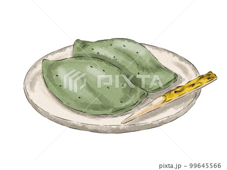 皿にのせたよもぎ餅のイラスト(水彩風) 皿にのせたよもぎ餅のイラスト(水彩風) 99645566