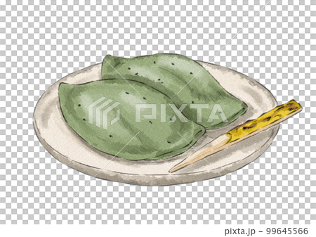 皿にのせたよもぎ餅のイラスト(水彩風) 皿にのせたよもぎ餅のイラスト(水彩風) 99645566