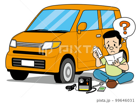 パンクで困る男性 99646031