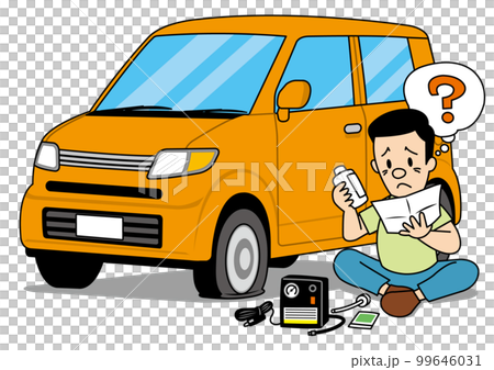 パンクで困る男性 99646031