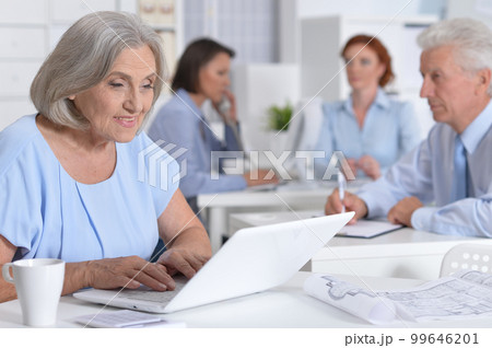 senior business woman working in light office 99646201