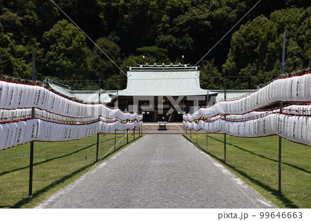 夏の静岡県護国神社と提灯 99646663