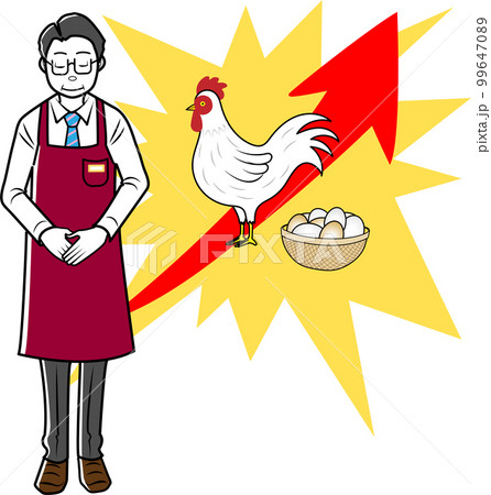 卵の価格高騰をお知らせする店員さん 99647089