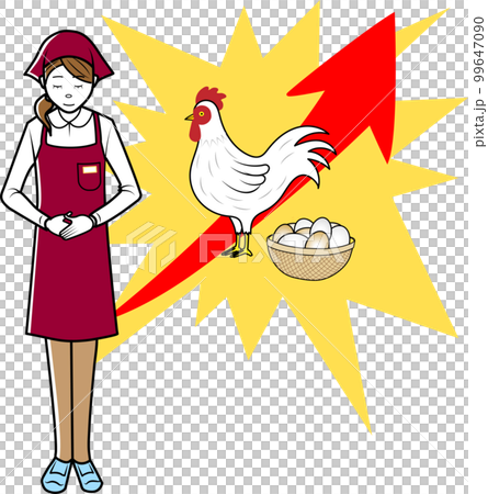 卵の価格高騰をお知らせする店員さん 99647090