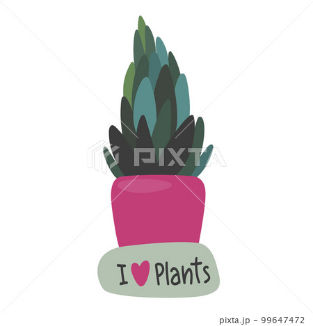 Potted plant with the inscription I love plants Potted plant with the inscription I love plants 99647472