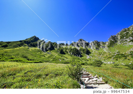 [定額] 木曽駒ヶ岳の剣ヶ池の周辺から望む夏の千畳敷カール ( 2021年8月 長野県 ) 99647534