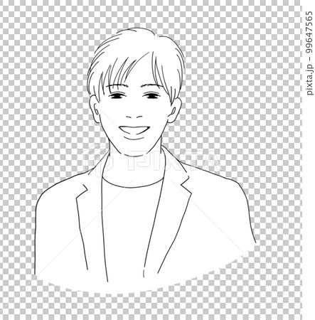 Sketch-style line drawing illustration of a smiling young man Sketch-style line drawing illustration of a smiling young man 99647565