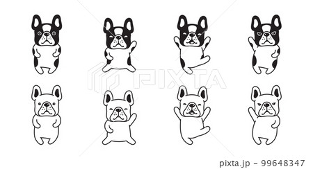 dog vector french bulldog icon happy puppy pet character cartoon symbol tattoo stamp scarf illustration design isolated 99648347
