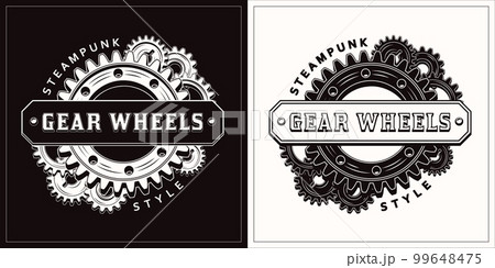 Monochrome label with gears Monochrome label with gears 99648475