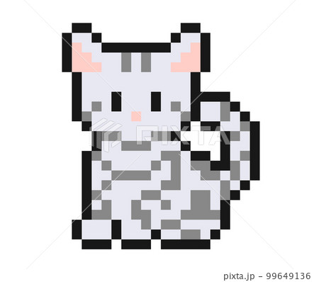 黒に縁取ったアメリカンカール猫の粗めドットイラスト 99649136