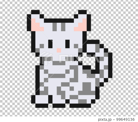 黒に縁取ったアメリカンカール猫の粗めドットイラスト 99649136