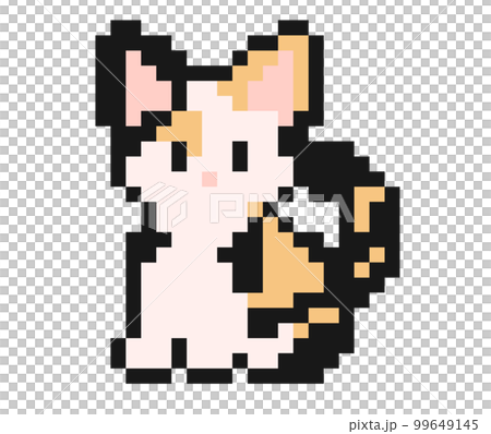 Rough dot illustration of a Mike cat bordered in black 99649145