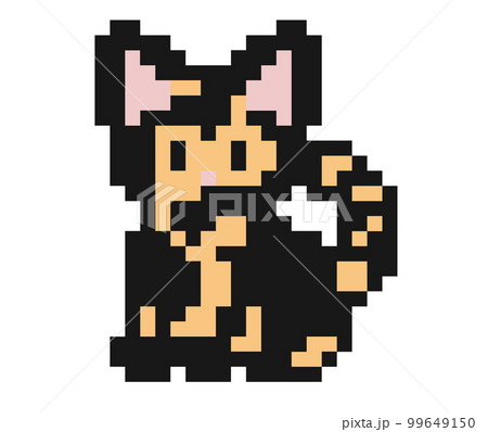 黒に縁取ったサビ猫の粗めドットイラスト 99649150