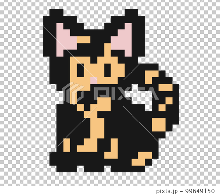 黒に縁取ったサビ猫の粗めドットイラスト 99649150