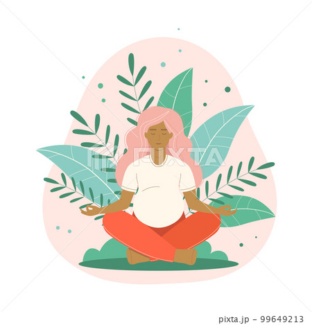 Prenatal Yoga Scene with Pregnant Woman Meditation 99649213