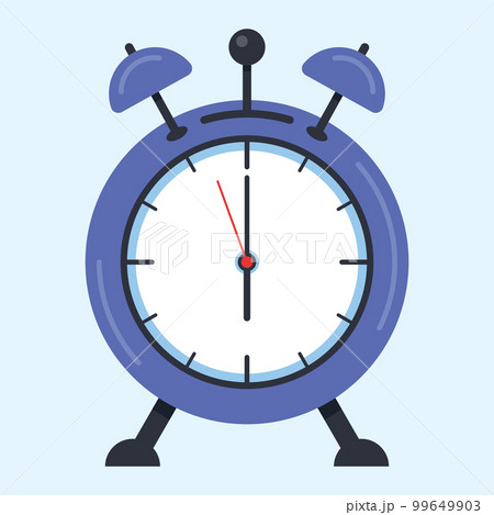 Blue old alarm clock illustration in flat style. 99649903