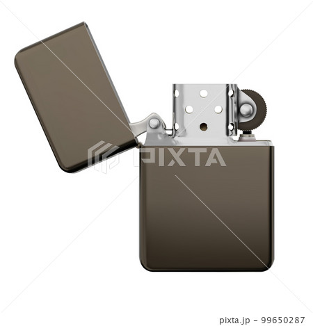 Metallic luxury lighter with open cover isolated on white background 99650287