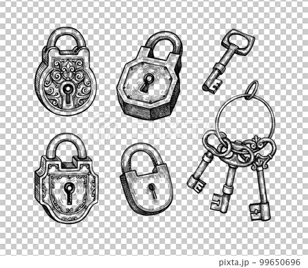 Vintage padlocks and keys collection. 99650696