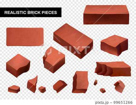 Whole And Broken Bricks Transparent Set 99651266