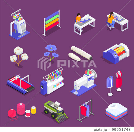 Textile Mill Icons Set 99651748