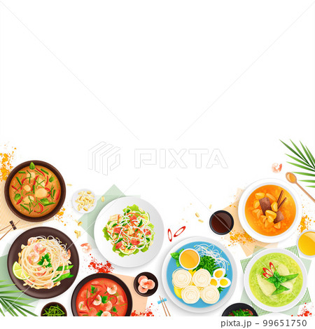 Thai Cuisine Food Flat Illustration Thai Cuisine Food Flat Illustration 99651750