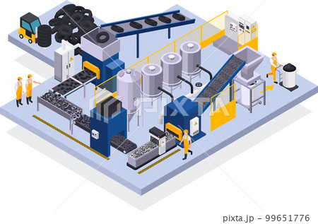 Tire Production Isometric Illustration 99651776