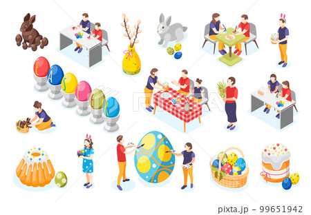 Easter Isometric Icon Set 99651942
