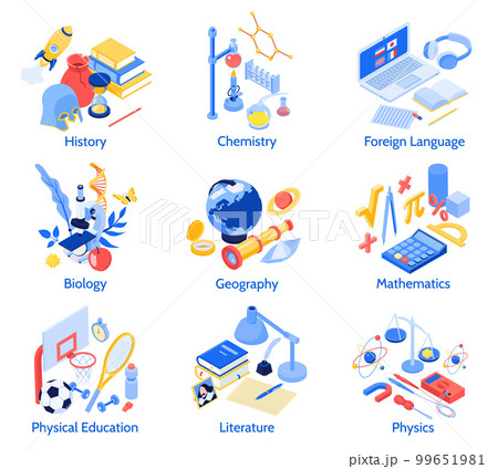 Isometric School Subjects Compositions 99651981