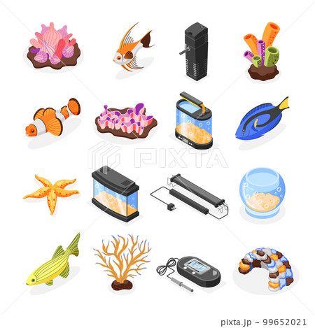 Aquarium Isometric Icons Set 99652021