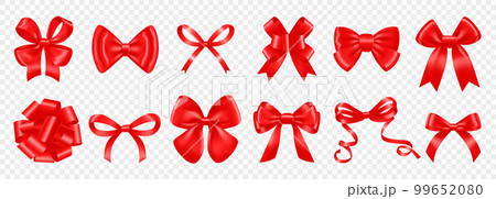 Realistic Red Bows Set 99652080