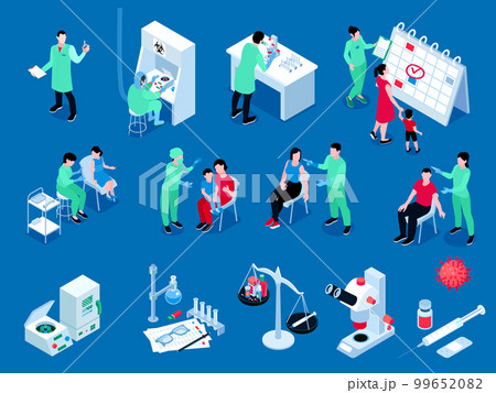 Vaccination Isometric Color Set 99652082